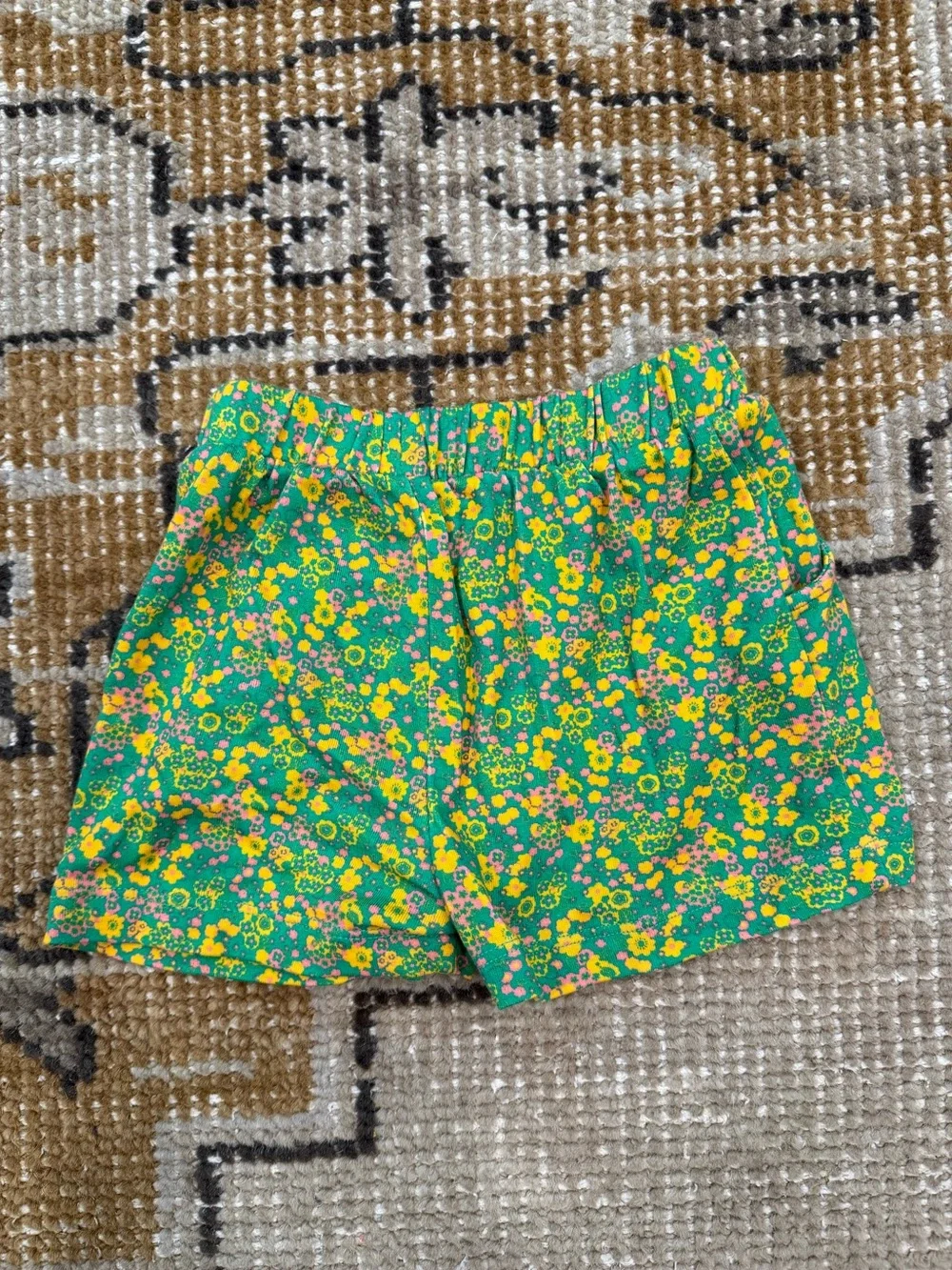Misha And Puff Green Floral Peter Pan Collar Top and Shorts with Pink Trim